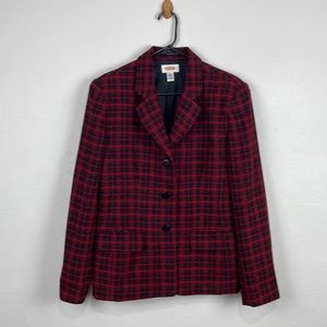 Talbots Red Plaid Pendleton Blazer SZ 10